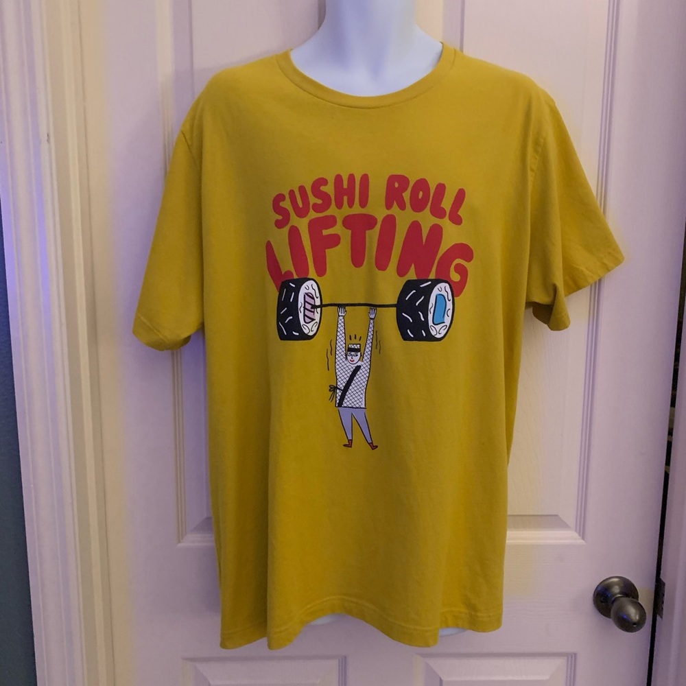 Uniqlo Sushi and Dumbbells TShirt- Unisex XXL -Super fun-Never worn- Rare